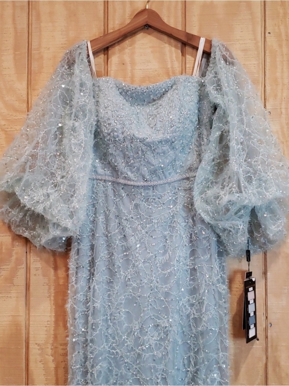 Alexander By Daymor NEW Crystal Powder Blue Beaded Maxi Gown Dress Size 6 #1979